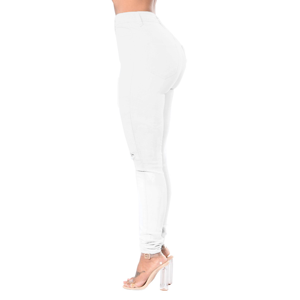 Pantalones Vaqueros Rotos de Cintura Alta de Color Sólido para Mujer, Talla Grande, Primavera 2025, Nuevos, para eBay y Amazon