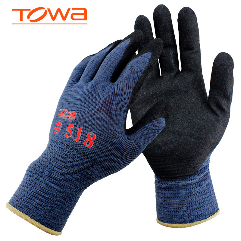 TOWA518丁腈橡胶涂层手套 耐油防滑耐磨防割劳保搬运机械加工手套