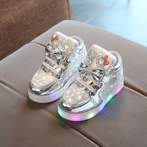 2024 Spring and Autumn Korean version of the new breathable Velcro flashing lights for children and young children, luminous casual shoes for boys and girls, sneakers wholesale