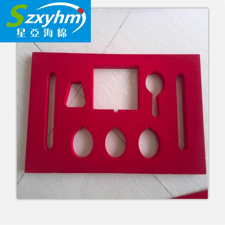 茶叶精品红色贴绒海绵内衬EVA内饰固定棉托专业开 模异形海绵包装