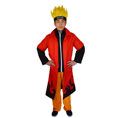 Halloween Akatsuki organization cos suit Naruto fourth generation sixth generation Naruto orange and white performance cloak cloak