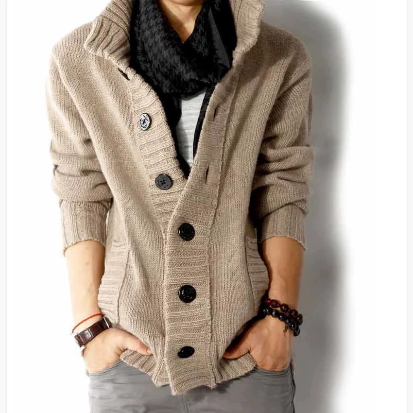 Demi‑season knitted cardigan jacket, Korean style, mid‑length, button front