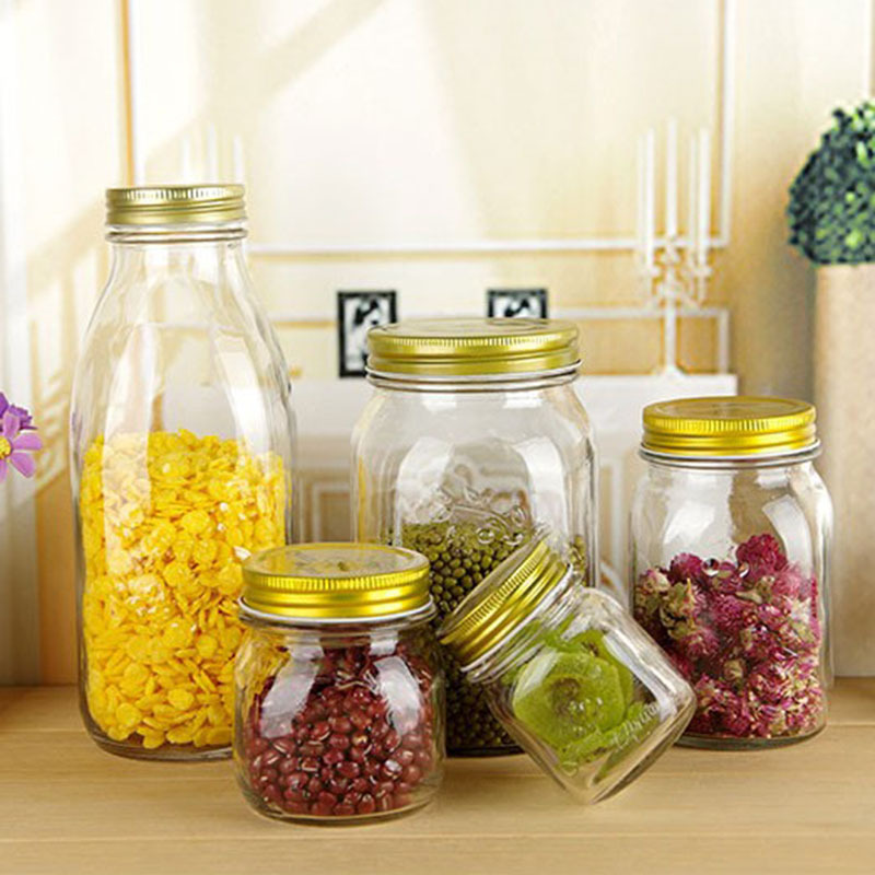 批发雕花罐头瓶玻璃厨房储物罐干果瓶果酱瓶茶叶罐含盖密封蜂蜜罐