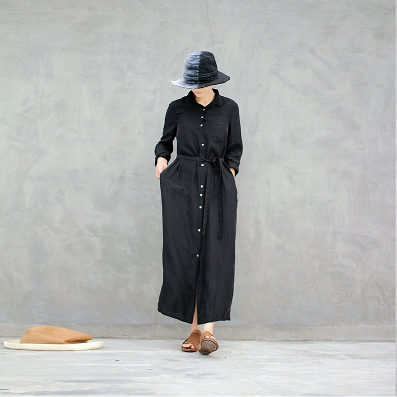 Новинка весна-лето 2020, женская одежда, длинная винтажная рубашка с медным аммиаком, свободная рубашка на шнуровке, платье-рубашка