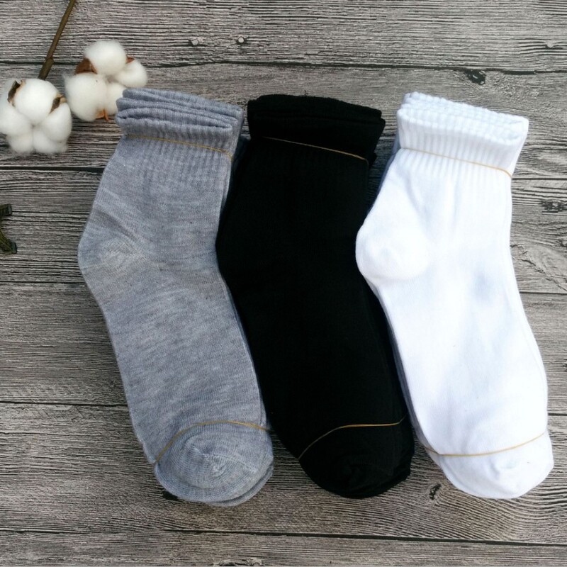 Men's Mid-Calf Socks, Autumn and Winter Black and White Gray Sports Socks, Pure Color Polyester-Cotton Loose Socks, Running Jianghu Socks, Foot Bath Stall Socks