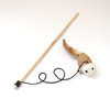 Wooden rod teasing cat stick wooden mouse, feather cat toy with bell cat teasing stick fishing cat stick pet toy