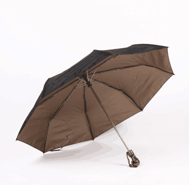 Spot al por mayor 30% de descuento automático de vinilo protector solar paraguas creativo británico cráneo dorado pegamento paraguas plegable automático