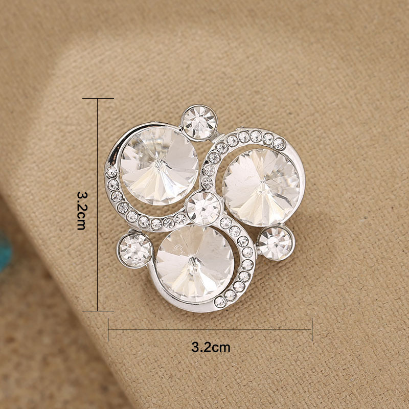 新款时尚袖扣皮草扣水貂装饰纽扣多边形镶嵌水晶袖扣配件纽扣批发