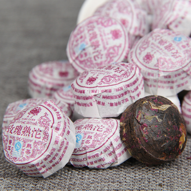 批發雲南勐海普洱茶 熟茶 木止玫瑰香沱 迷你小沱玫瑰花茶