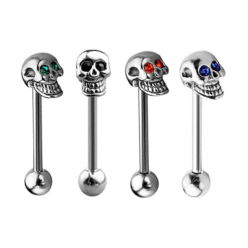 Amazon cross-border exclusive supply of 5-color diamond-encrusted skull tongue nails, stainless steel tongue nails, piercing jewelry manufacturers wholesale
