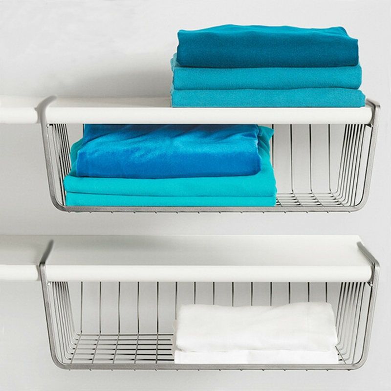 免打孔衣柜收纳架隔板桌下挂篮办公室桌面整理架厨房橱柜置物架