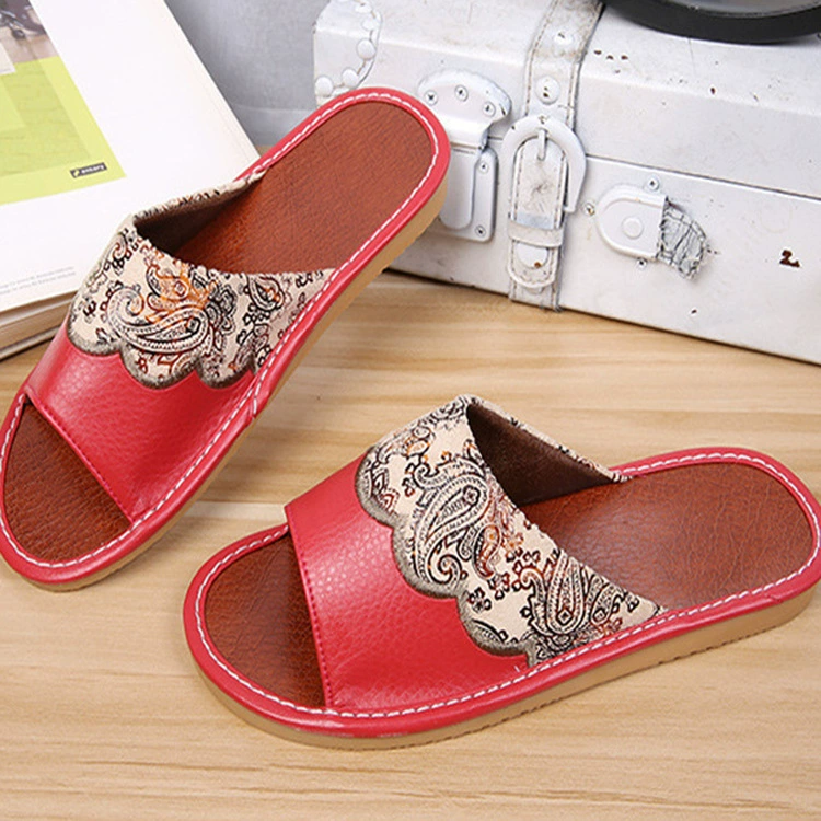 Sister Zhou Workshop Домашние парные кожаные тапочки для старших подарков противоскользящие говяжьи сухожилия и кожаные тапочки Haining