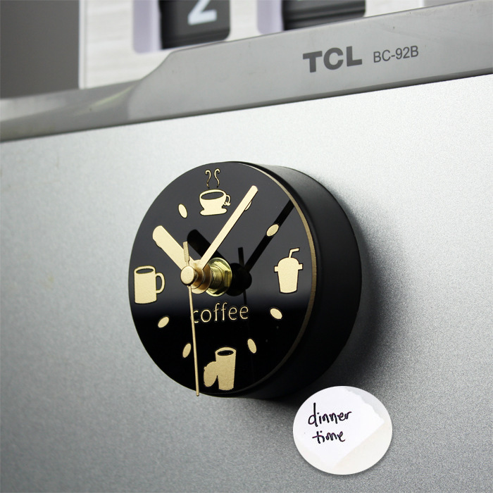 Tiempo de ocio vajilla de café refrigerador reloj creativo etiqueta magnética refrigerador etiqueta Reloj de pared mensaje etiqueta taza de café