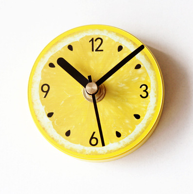 Pastoral fruta limón refrigerador pegatinas reloj moda creativa limón refrigerador reloj mensaje pegatinas succión magnética pegajoso reloj colgante