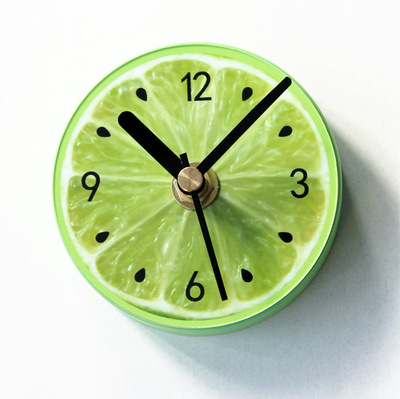 Pastoral fruta limón refrigerador pegatinas reloj moda creativa limón refrigerador reloj mensaje pegatinas succión magnética pegajoso reloj colgante