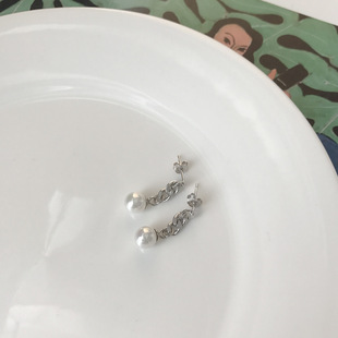 Fan Zhiqiao 925 sterling silver chain pearl earrings Korean style jewelry wholesale fashion jewelry mini
