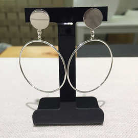 韩国韩版简约S925纯银几何小圆管环型耳环耳圈圆圈耳饰