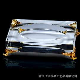 四方形金边角水晶烟灰缸来图制作家居客厅办公摆件送礼礼品