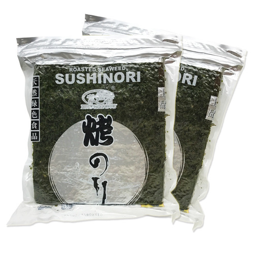 Seaweed sheets for making sushi rice balls, seaweed rolls, hand-rolled sushi, and ready-to-eat large seaweed sheets.
