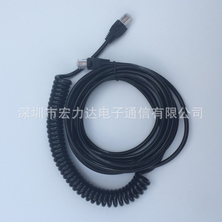 厂家销售超五类六类弹性PU网线螺旋网线弹伸缩卷线网线