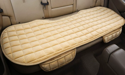 Non-Slip Plush Single Piece — Seat cushion, seat cover - rear-beige