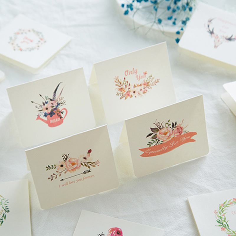 Flores pastorales Corea del Sur flores creativas con regalo a mano bendición del Día de San Valentín tarjeta pequeña mini Tarjeta Única plegable