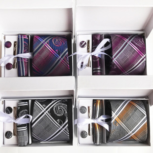Yongfeng factory in stock supply 2024 new polyester business executive men's tie 6-piece gift box tie