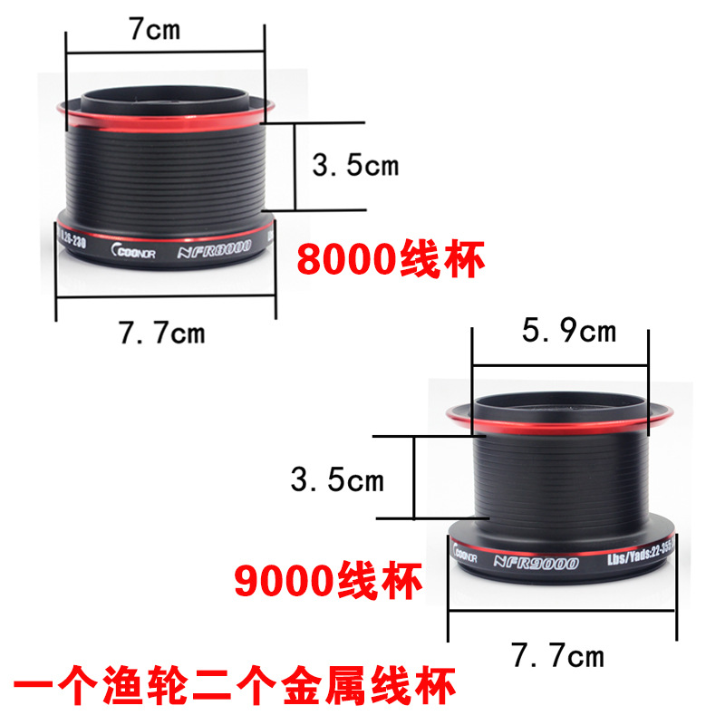 Rueda de pesca de largo alcance coolo transfronterizo NFR9000 + 8000 tipo de taza de doble línea de metal rueda de pesca rueda de carpa de doble drenaje