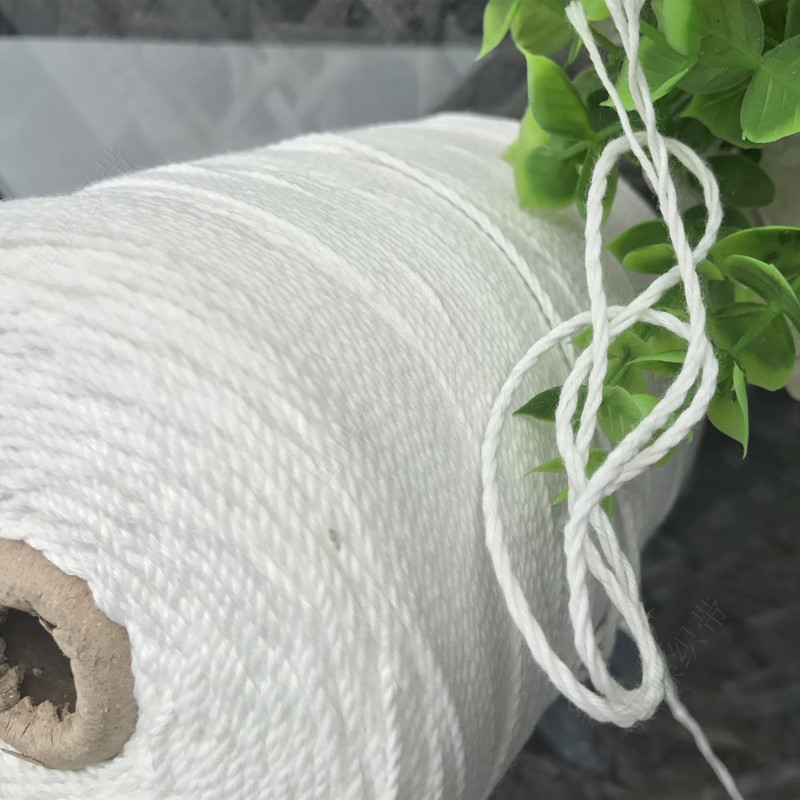 In-Stock Large Chemical Fiber Cotton Rope Bleached White Snakeskin Bag Sealing Rope Woven Polyester Yarn Pure Polyester Yarn Wholesale Packaging