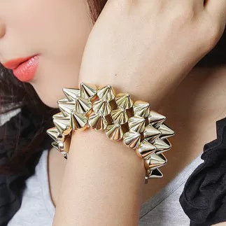 Punk Rivet Bracelet Foreign Trade Cross-border Handsome Dance Accessories European and American Hip-hop Retro Fashion Elastic Wide Bracelet