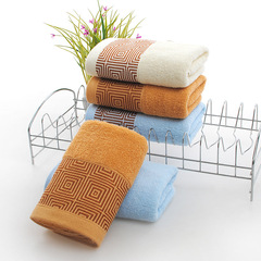 Wholesale 100% Cotton 32-Ply Towels Plain Color Interlocking Pattern Face Towels Home Advertisement Custom Gift Towels