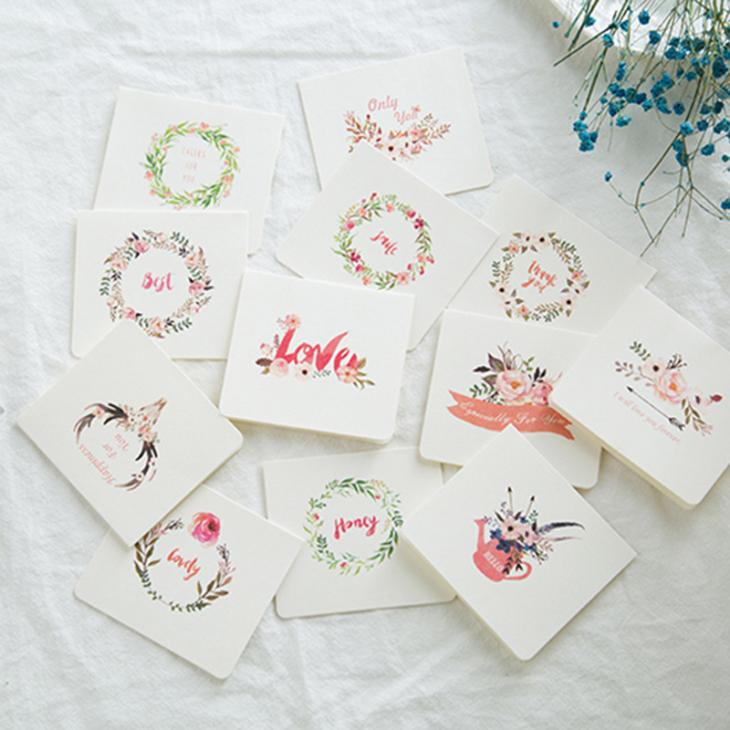 Flores pastorales Corea del Sur flores creativas con regalo a mano bendición del Día de San Valentín tarjeta pequeña mini Tarjeta Única plegable