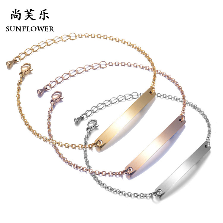 Long Simple Women's Stainless Steel Laser-Engraved Curved Bar Bracelet DIY Accessories Wholesale Bracelet Long Simple Women's Stainless Steel Laser-Engraved Curved Bar Bracelet DIY Accessories Wholesale Bracelet