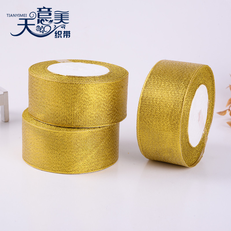 4cm Glitter cinta de embalaje cinta de regalo caja de regalo embalaje cinta decorativa de oro y plata cebolla producción, venta al por mayor