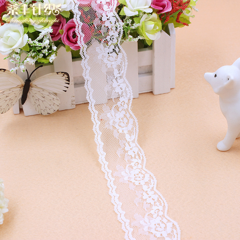 厂家直销无弹蕾丝花边 DIY服装饰品辅料 锦纶丝蕾丝边 3.8公分宽