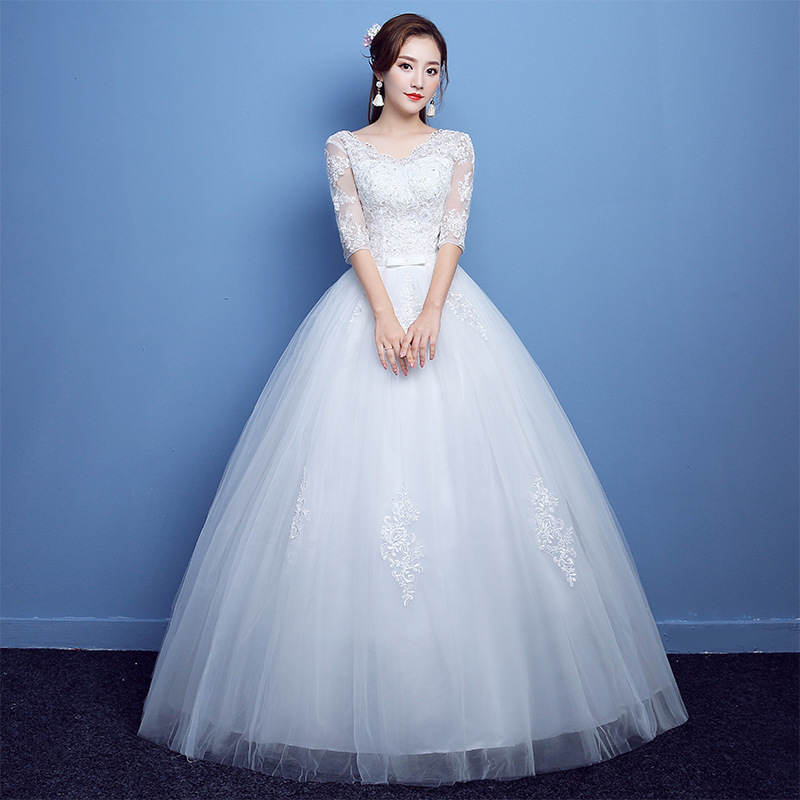 Wedding Dress 2025 New Korean Style One Shoulder Large Size Bride Wedding Slim Floor-Length Shoulder Long Sleeve Fat B55