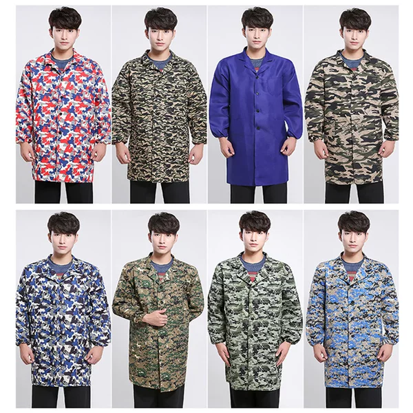 Long-Sleeved Camouflage Workwear, Button-Front Protective Work Uniform, Unisex, Stain-Resistant, Dirt-Resistant, Windproof Coat