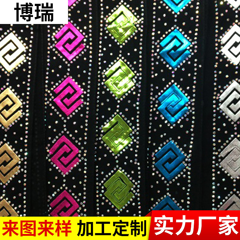 来样来图烫钻烫金烫图黑色花朵各式男装烫金烫图