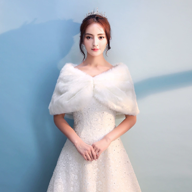 Новый Свадебный мех шаль свадебное платье свадебное меховое шаль красное пальто теплый пуловер Производители внешней торговли прямые поставки