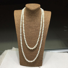 厂家现货淡水螺纹珍珠项链 母亲节礼物淡水珍珠毛衣链长项链