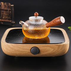 Hand-blown hammer teapot with handle, high temperature resistance, thickened side handle, boiling teapot with lid, Chinese creative flower teapot