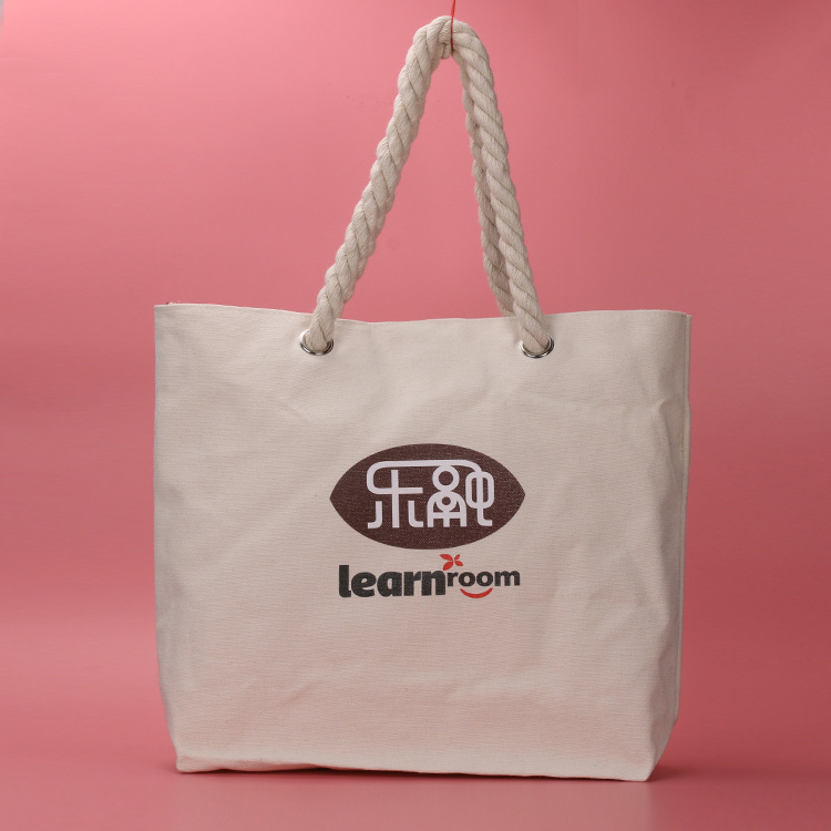 厂家直供 粗绳棉布袋帆布手提袋 折叠通用帆布购物袋子