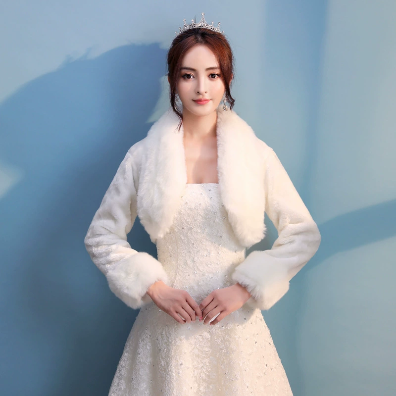 Новый Свадебный меховой шаль Зимний меховой воротник кардиган свадебное платье Свадебный шаль пальто Теплый меховой платок оптом