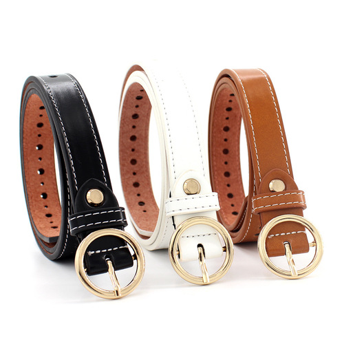 Women's Korean style belt with hollow gold round buckle decoration fashion belt women's casual jeans belt trendy one-piece drop shipping