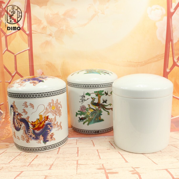 Wholesale Jingdezhen ceramic urn large straight mouth grave transfer tank funeral home special urn factory outlet