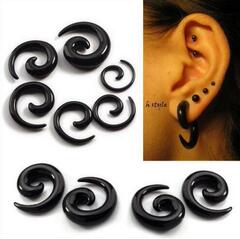Stainless steel piercing jewelry black acrylic whirlpool lobe earring extender hypoallergenic snail ear piercing plug wholesale