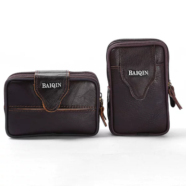 Multi-functional change key bag business men's mobile phone waist bag wearing belt horizontal cowhide waterproof middle-aged and elderly wholesale