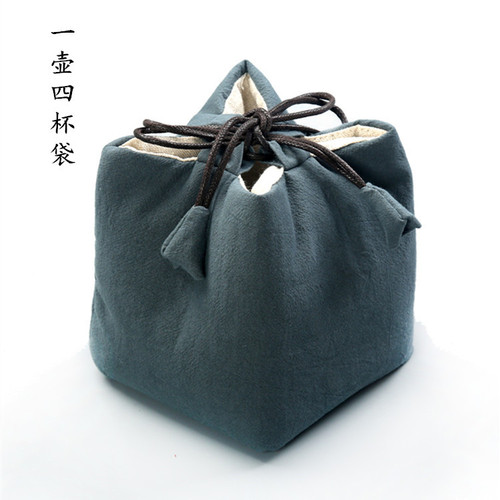 Tea set cloth bag one pot four cups storage bag cotton sack processing logo teapot teacup bag bundle pocket travel portable