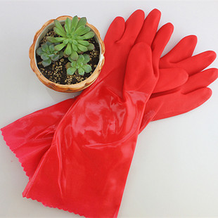 Spring Bud 969 Series PU Velvet Integrated Flocking Washing Clothes Washing Dish Cleaning Gloves Car Washing Waterproof Household Gloves