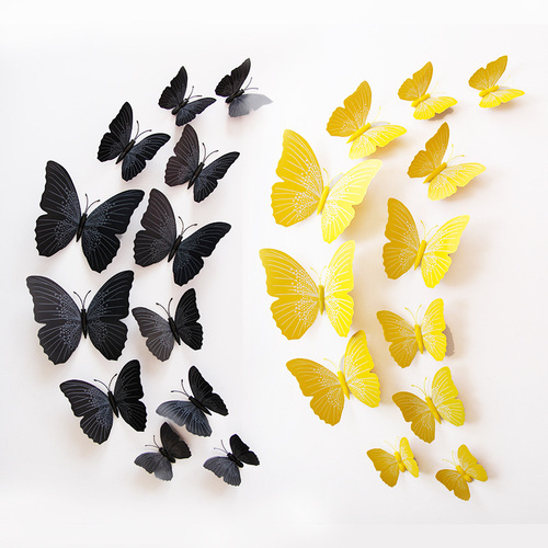 12 Colorful 3D Simulated Butterflies TV Background Wall Decoration Butterfly Children's Room PVC Simulated Butterflies